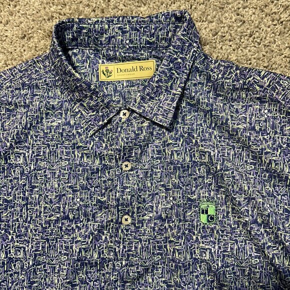 Donald Ross Sportswear Men's Size L Blue Patterned Polo Golf Shirt - Picture 4 of 11